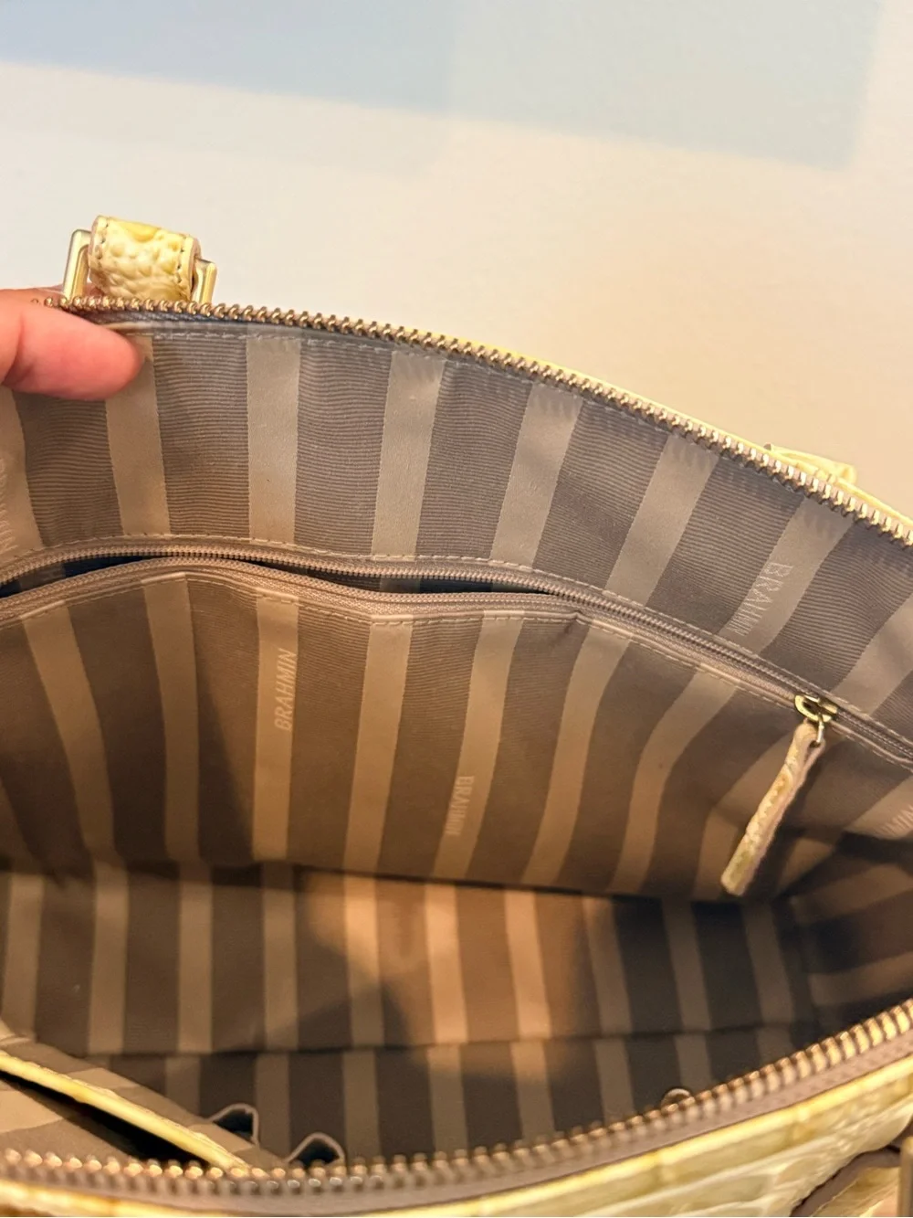 Brahmin Yellow Croc-Embossed Leather Shoulder Bag